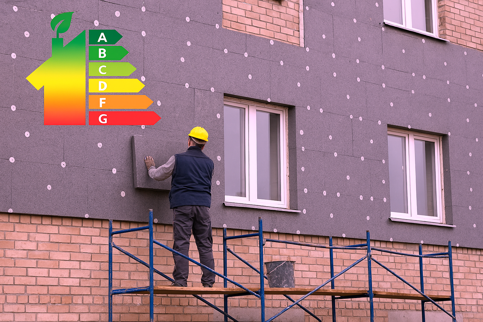 Baubegleitung bei energetischer Sanierung mit Fassadendämmung und Montage eines Wärmedämmverbundsystems an einem Wohngebäude