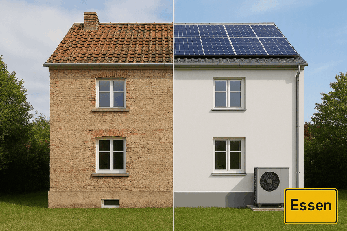 MJSV Sachverständigenhaus – Vorher-Nachher-Vergleich einer energetischen Gebäudesanierung mit Photovoltaik und Wärmepumpe